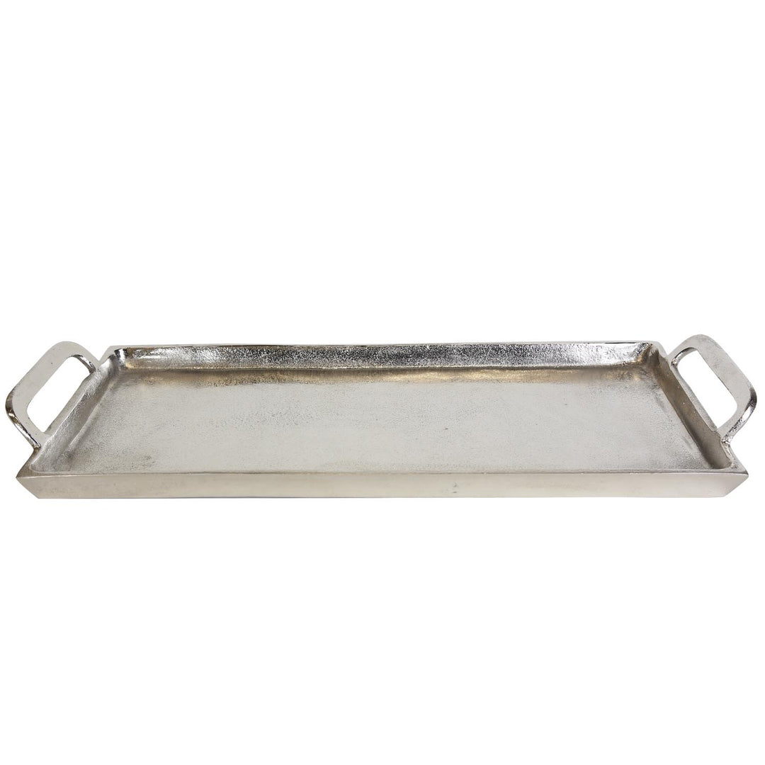 Cast aluminum silver tray Messina with handle