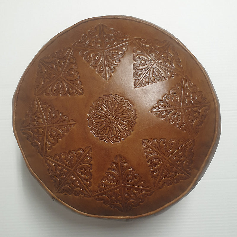 Oriental leather seat cushion Rachida light brown