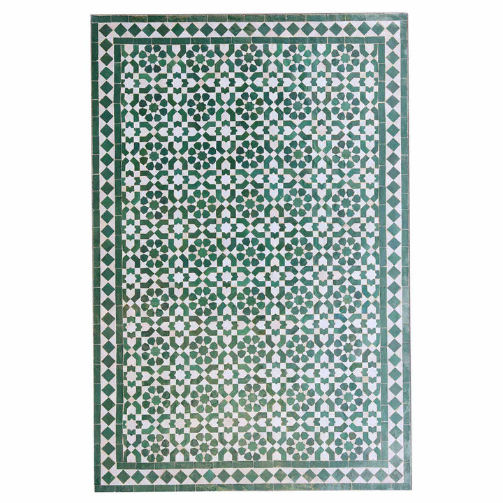 Mosaic dining table 120x80 green white glazed