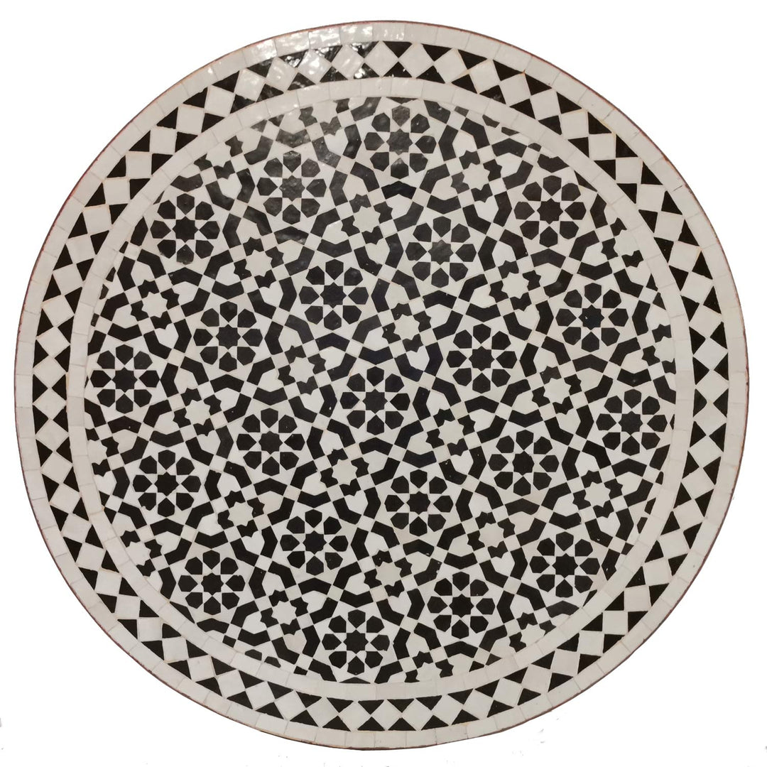Mosaic table D80 black and white glazed