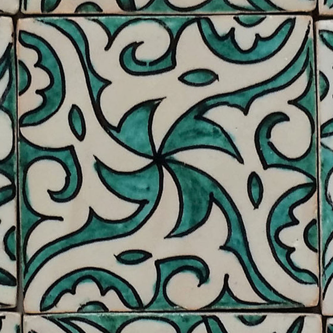 Hand painted tile Hiyam Green