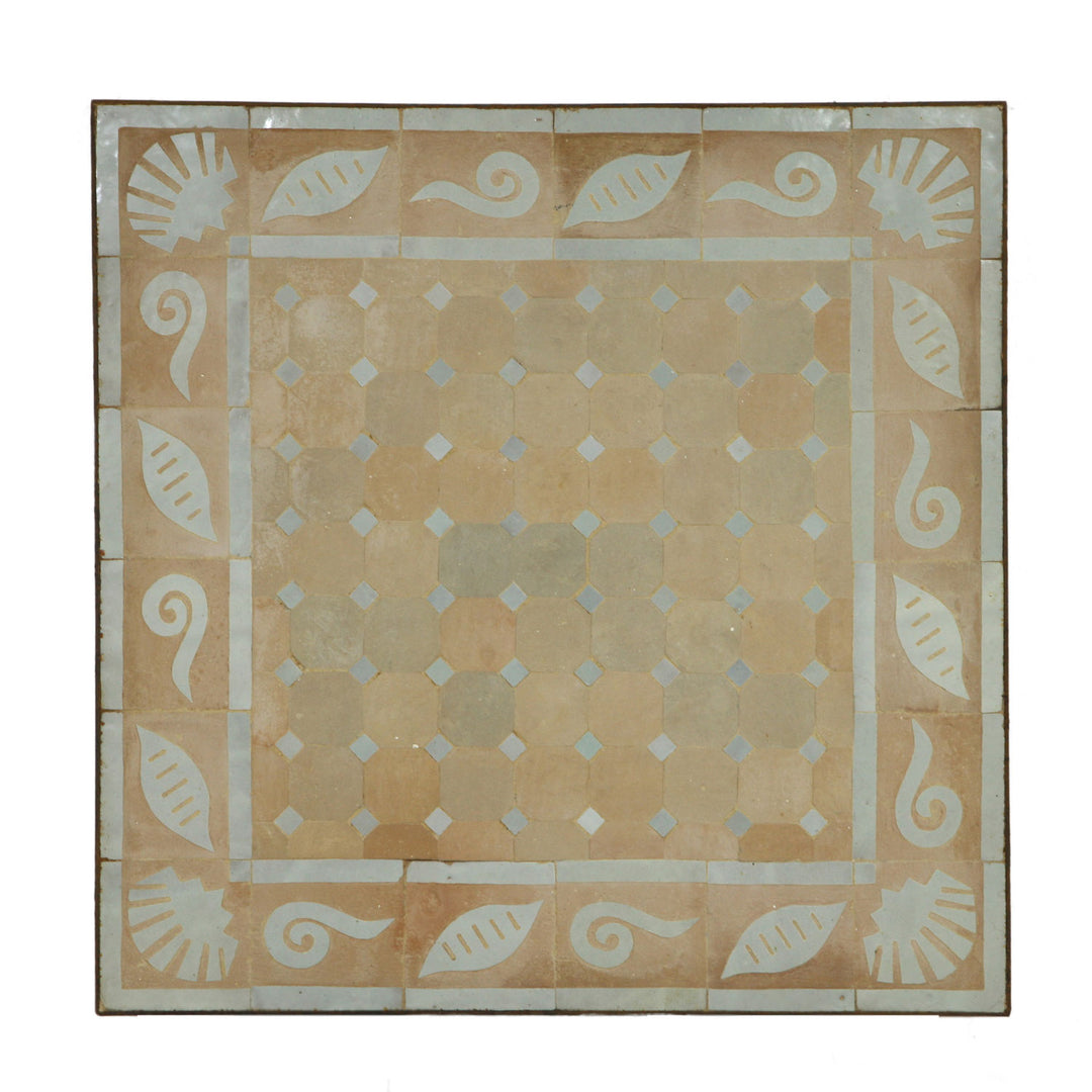 Mosaic table 60x60 shell white