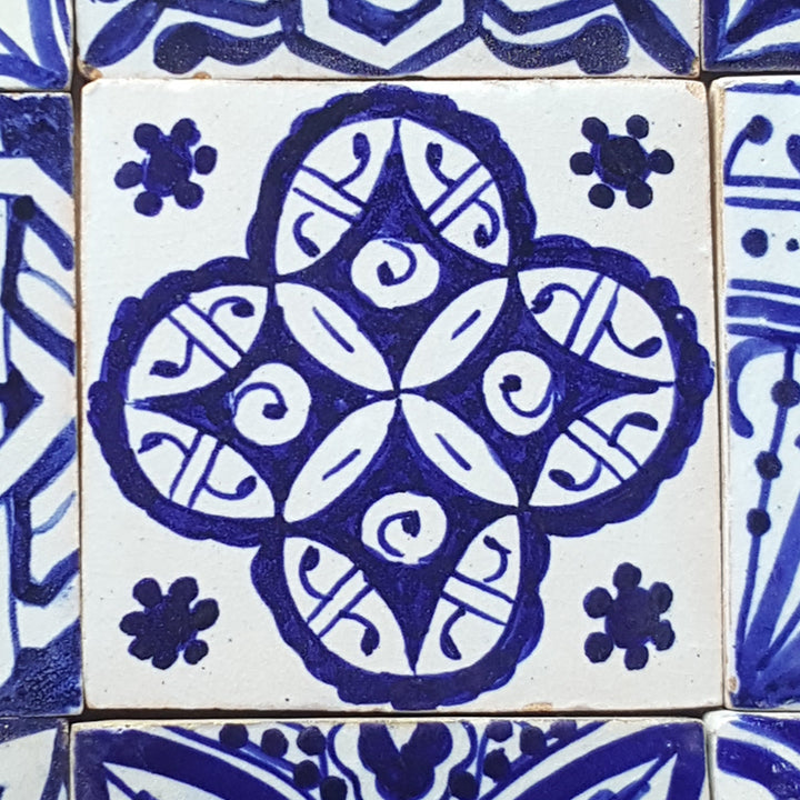 Hand Painted Tiles Blue White Mix
