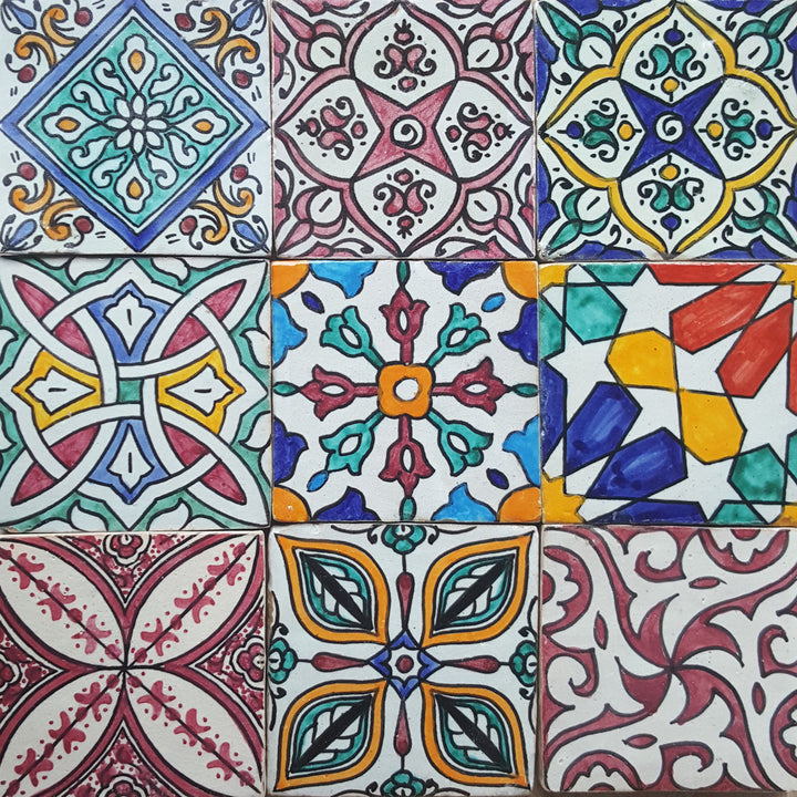 Hand-painted tiles colorful mix