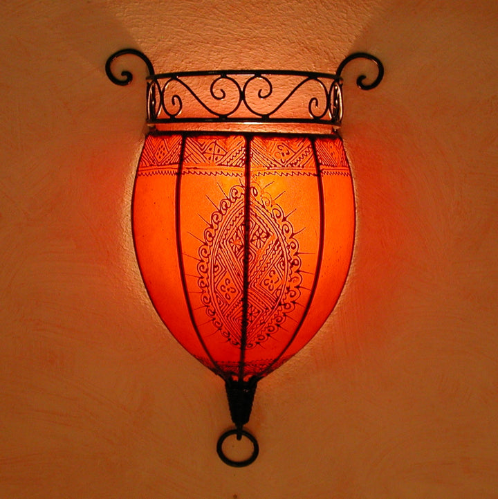 Henna leather wall lamp Nakous Red