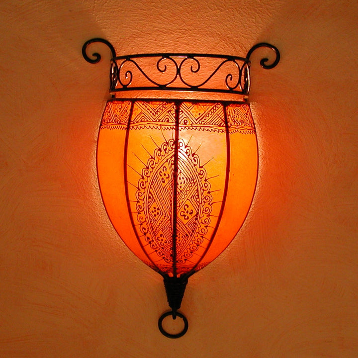 Henna leather wall lamp Nakous Orange