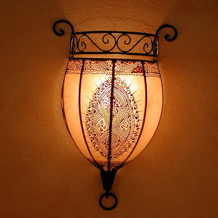Henna leather wall lamp Nakous White