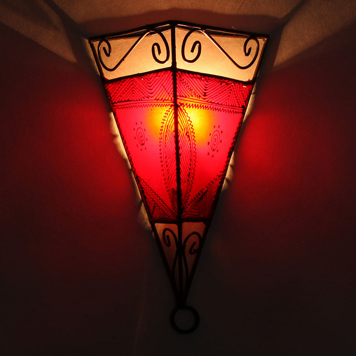 Leather wall lamp Emrah red