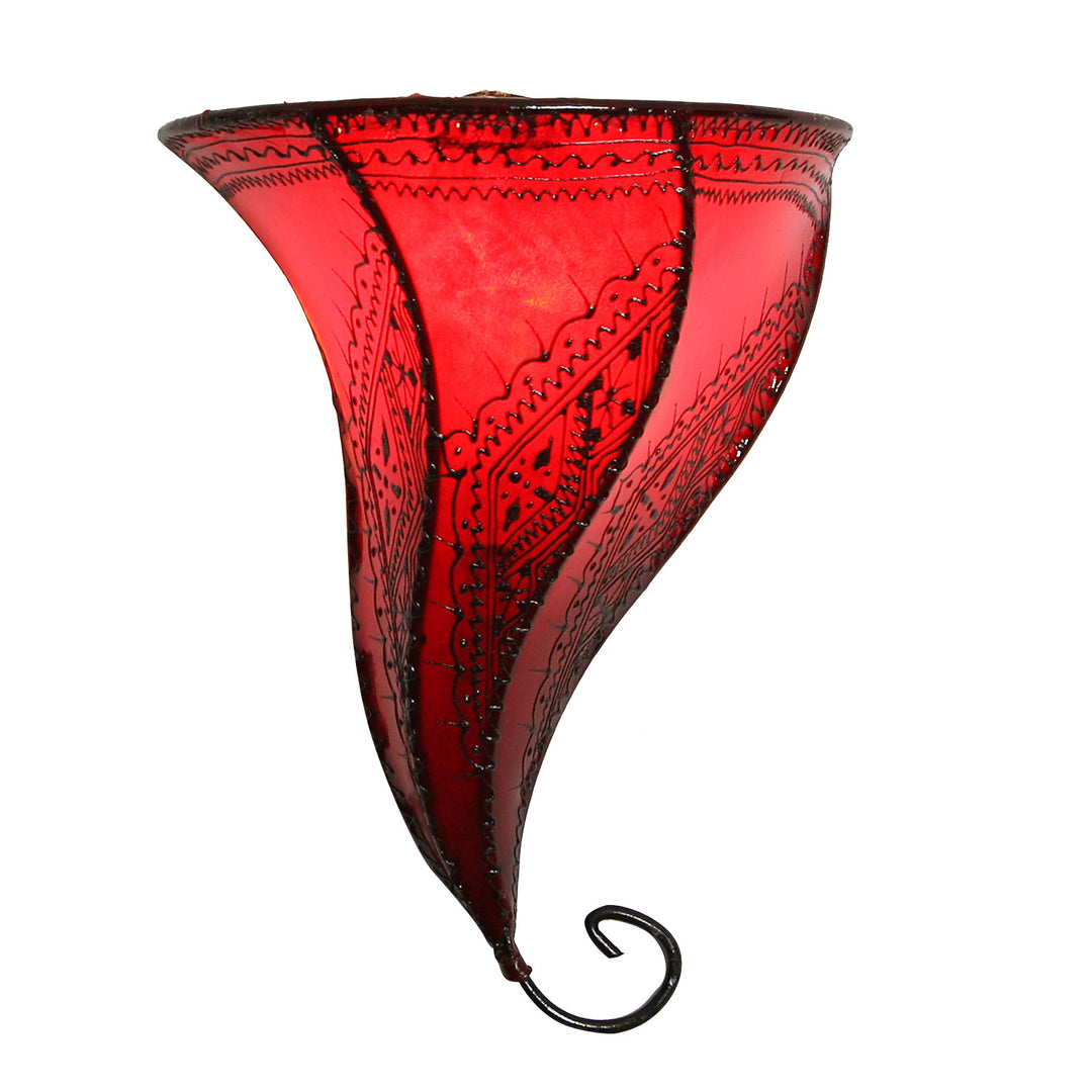 Leather wall lamp Mouza red