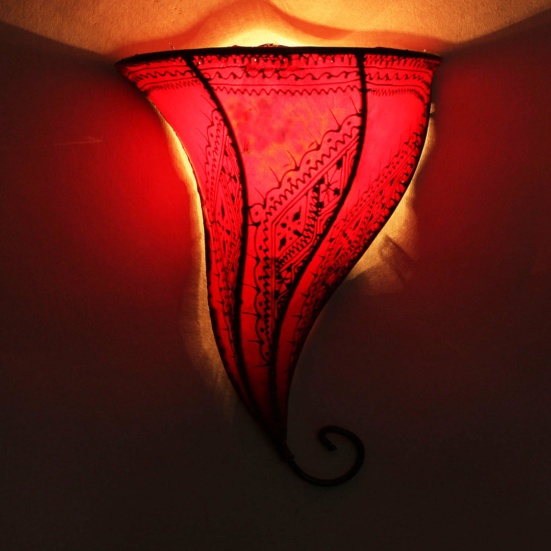 Leather wall lamp Mouza red