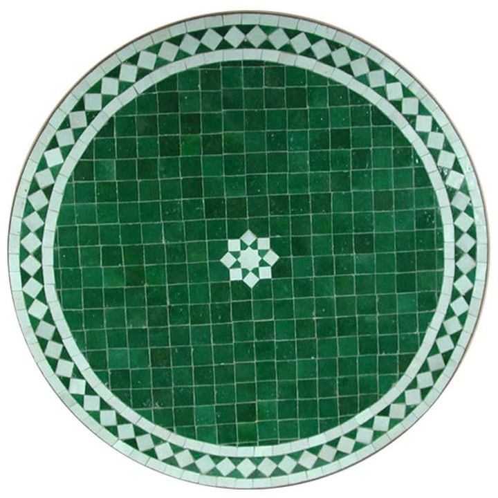 Mosaic table from Morocco - Green Star glazed -M60-3 