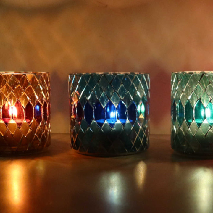 Moroccan mosaic lantern Rayan S set of 5