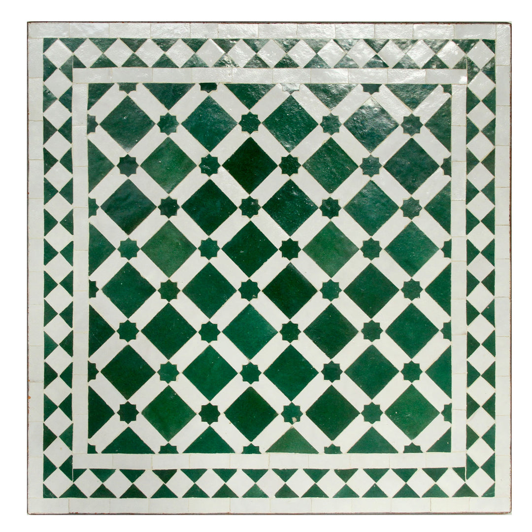 Mosaic table 60x60 green white glazed