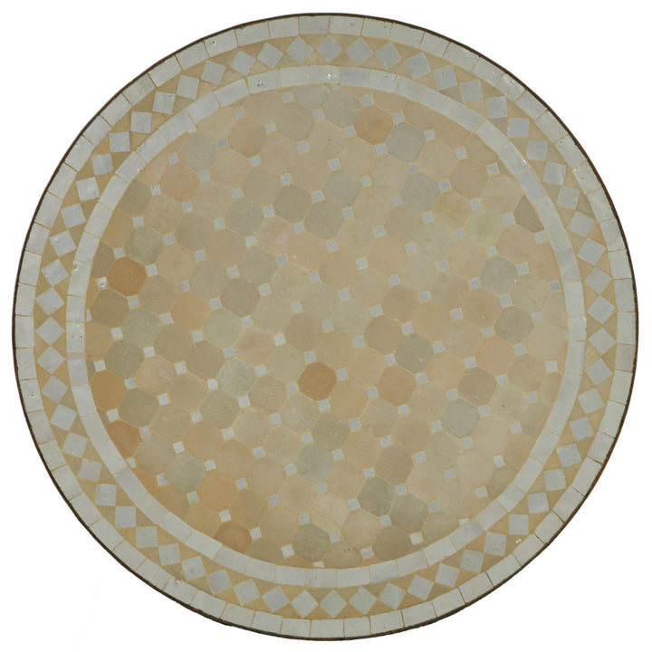 Mozaïek bistrotafel rond 70 cm wit/ruit