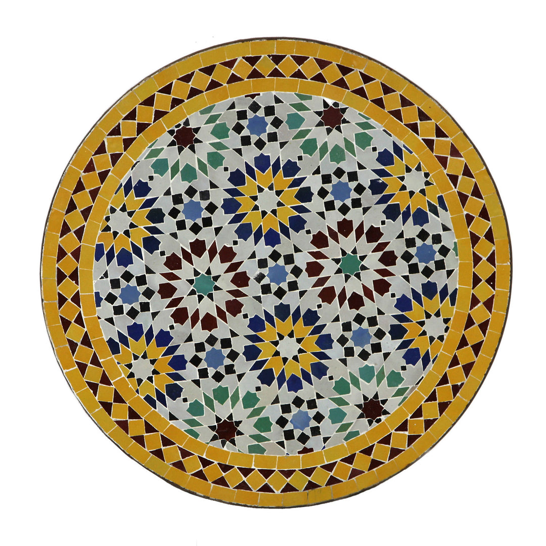 Mosaic bistro table round 70 cm Ankabut yellow